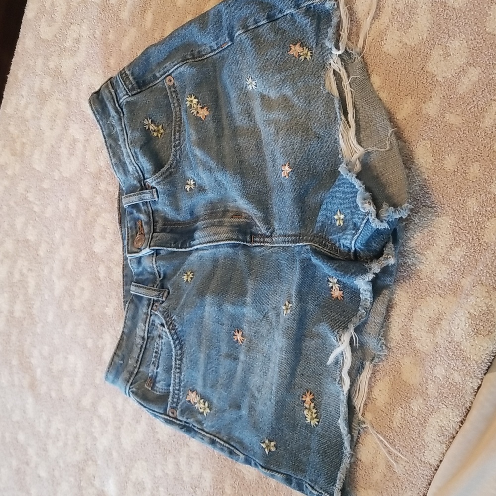 Floral Denim High waisted shorts
